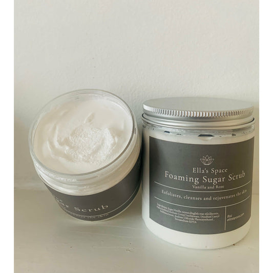 Sugar Scrub- foaming Vanilla and Rose Sugar Scrub ,daily exfoliator